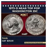 1973-d Washington Quarter Near Top Pop 25c ms67 SE