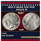 1925-p Peace Dollar Near Top Pop $1 ms67 SEGS