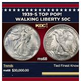 1939-s Walking Liberty Half Dollar TOP POP! 50c ms