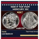 1939-p Mercury Dime TOP POP! 10c ms68 FSB SEGS