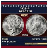 1928-p Peace Dollar $1 ms65 SEGS