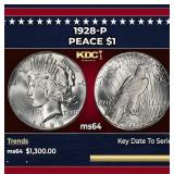 1928-p Peace Dollar $1 ms64 SEGS
