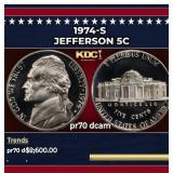 1974-s Proof Jefferson Nickel 5c pr70 dcam SEGS