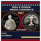 2004-P Edison Proof Modern Commem Dollar $1 pr70 d