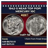 1942-s Mercury Dime Near Top Pop! 10c ms67+ fsb SE