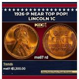1926-p Lincoln Cent Near Top Pop! 1c ms67 rd SEGS