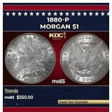 1880-p Morgan Dollar $1 Grades ms65