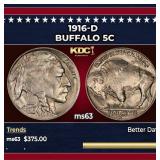 1916-d Buffalo Nickel 5c Grades ms63