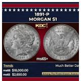 1891-p Morgan Dollar $1 ms65+ SEGS