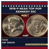 1978-p Kennedy Half Dollar Near Top Pop 50c ms67 S