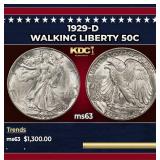 1929-d Walking Liberty Half Dollar 50c ms63 USCG