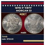 1878-p 7/8tf Morgan Dollar $1 Grades ms64