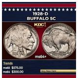 1928-d Buffalo Nickel 5c Grades ms64+