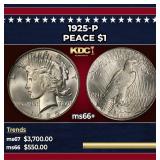 1925-p Peace Dollar $1 ms66+ SEGS