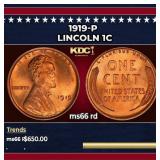 1919-p Lincoln Cent 1c Grades ms66 rd