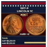 1917-p Lincoln Cent 1c ms66+ rd SEGS