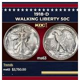 1918-d Walking Liberty Half Dollar 50c ms63 USCG