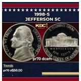 1998-s Proof Jefferson Nickel 5c pr70 dcam SEGS