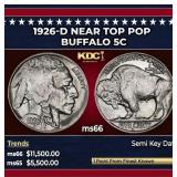 1926-d Buffalo Nickel Near Top Pop 5c ms66 SEGS