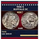 1936-s Buffalo Nickel 5c Grades ms66