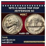 1973-d Jefferson Nickel Near Top Pop 5c ms66+ 5fs