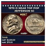 1970-d Jefferson Nickel Near Top Pop 5c ms66+ SEGS