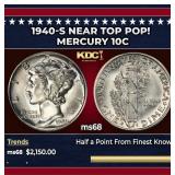 1940-s Mercury Dime Near Top Pop! 10c ms68 SEGS