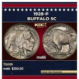 1928-p Buffalo Nickel 5c Grades ms65