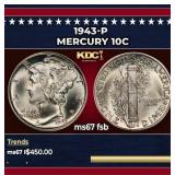 1943-p Mercury Dime 10c ms67 fsb SEGS