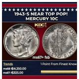 1943-s Mercury Dime Near Top Pop! 10c ms67+ fsb SE