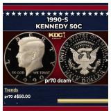 1990-s Proof Kennedy Half Dollar 50c pr70 dcam SEG