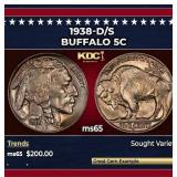 1938-d/s Buffalo Nickel 5c Grades ms65