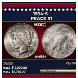 1934-s Peace Dollar $1 ms64+ USCG