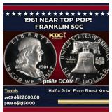 1961 Proof Franklin Half Dollar Near Top Pop! 50c