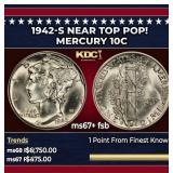 1942-s Mercury Dime Near Top Pop! 10c ms67+ fsb SE