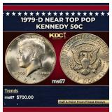 1979-d Kennedy Half Dollar Near Top Pop 50c ms67 S