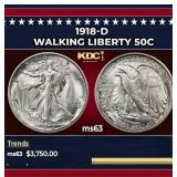 1918-d Walking Liberty Half Dollar 50c ms63 USCG