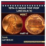 1974-d Lincoln Cent Near Top Pop 1c ms67 rd SEGS