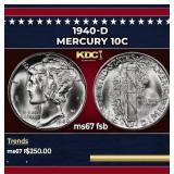 1940-d Mercury Dime 10c ms67 fsb SEGS
