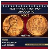 1935-p Lincoln Cent Near Top Pop 1c ms67+ rd SEGS
