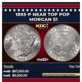 1893-p Morgan Dollar Near Top Pop $1 ms65+ SEGS