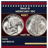 1940-d Mercury Dime 10c ms67 fsb SEGS
