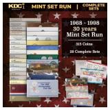 1968-1998 30 Years Mint Set Run - 315 Coins, 29 Co