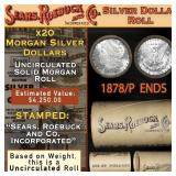 RO- SEARS 20 Coin Morgan Silver Dollar $1 Roll Unc