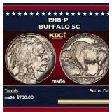 1918-p Buffalo Nickel 5c Grades ms64