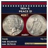 1934-s Peace Dollar $1 ms64+ USCG