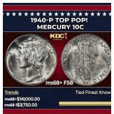 1940-p Mercury Dime TOP POP! 10c ms68+ FSB SEGS