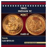 1902 Indian Cent . 1c Grades ms65 rd
