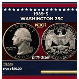 1989-s Proof Washington Quarter 25c pr70 dcam SEGS