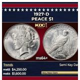 1927-d Peace Dollar $1 ms64+ SEGS